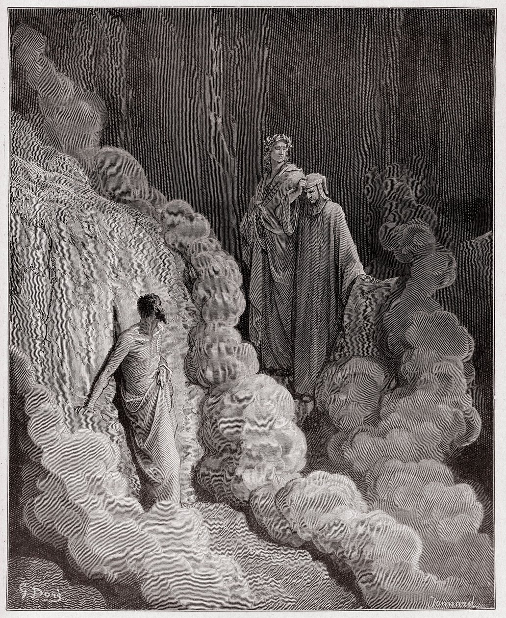 A Divina Comédia (La Divina Commedia, La Divina Comédia), Purgatorio, Canto 16: Dante fala à alma de Marco Lombardo - por Dante Alighieri (1265-1321) - Ilustração de Gustave Dore (1832-1883) de Gustave Dore