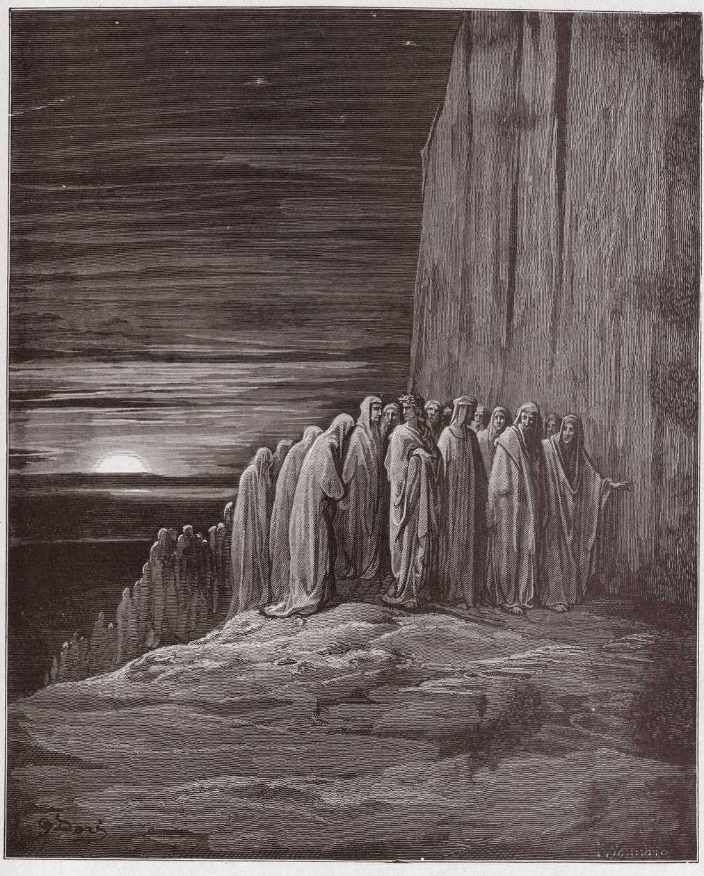 A Divina Comédia (La Divina Commedia, La Divina Comédia), Purgatorio, Canto 18: A multidão dos preguiçosos - por Dante Alighieri (1265-1321) - Ilustração por Gustave Dore (1832-1883) de Gustave Dore