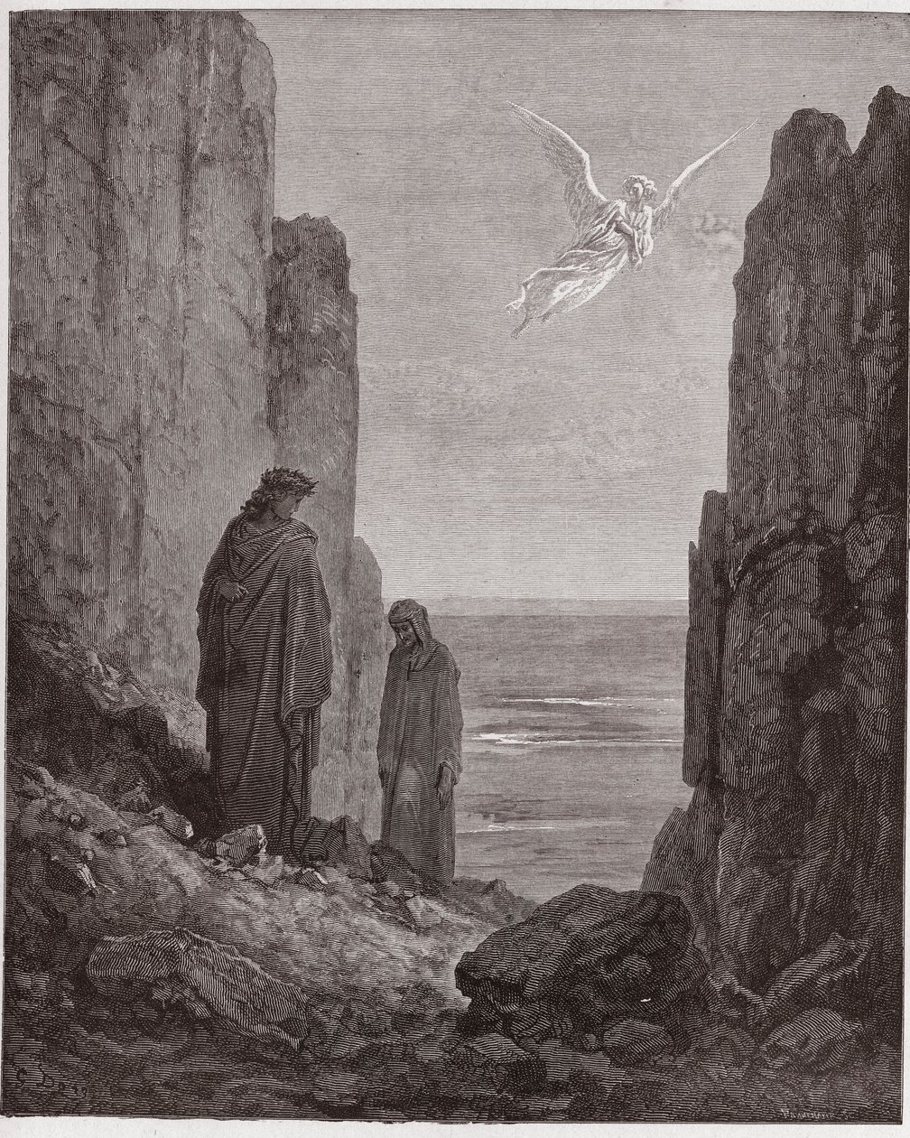 A Divina Comédia (La Divina Commedia, La Divina Comédia), Purgatorio, Canto 19: Os poetas ascendem ao quinto círculo - de Dante Alighieri (1265-1321) - Ilustração de Gustave Dore (1832-1883) de Gustave Dore