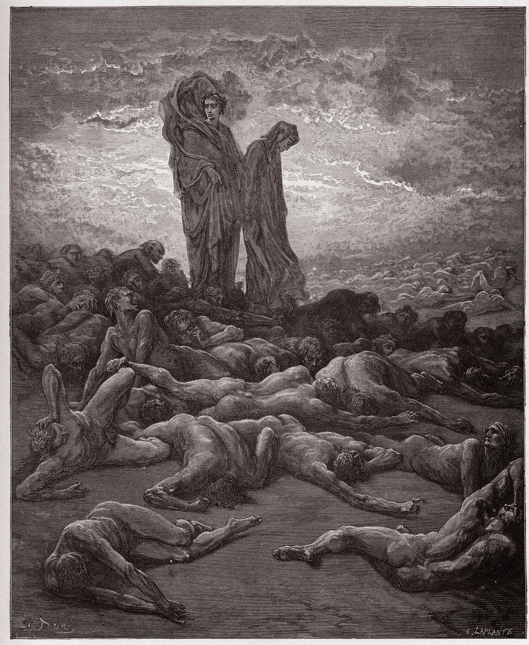 A Divina Comédia (La Divina Commedia, La Divina Comédia), Purgatorio, Canto 20: As almas dos avarentos - por Dante Alighieri (1265-1321) - Ilustração de Gustave Dore (1832-1883) de Gustave Dore