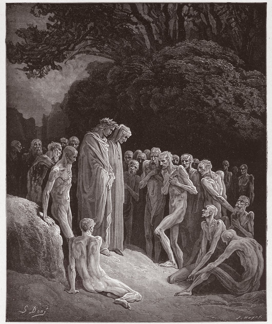 A Divina Comédia (La Divina Commedia, La Divina Comédia), Purgatorio, Canto 23: As almas dos glutões - por Dante Alighieri (1265-1321) - Ilustração de Gustave Dore (1832-1883) de Gustave Dore