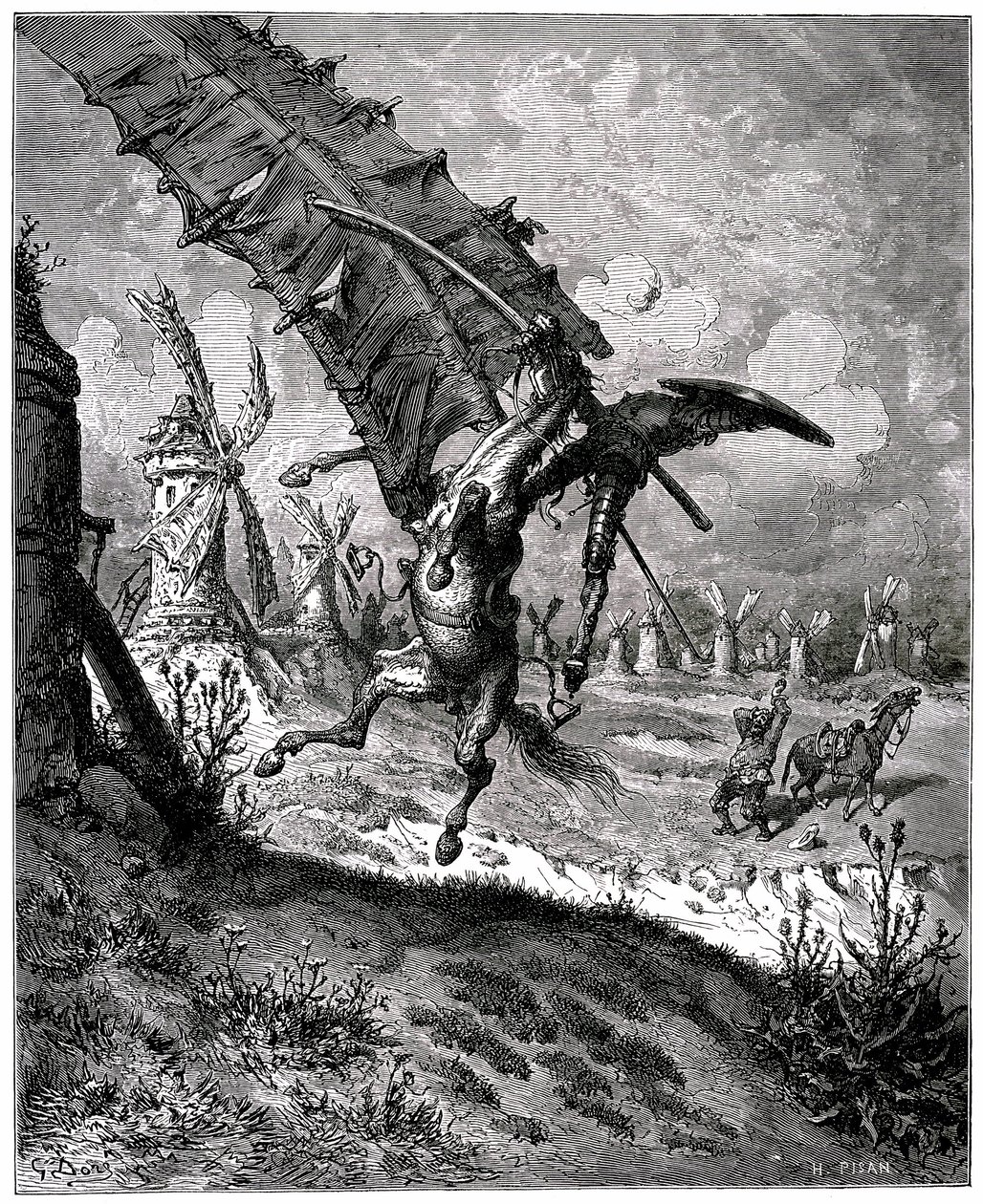 O engenhoso fidalgo Dom Quixote do canal de Miguel de Cervantes de Gustave Dore