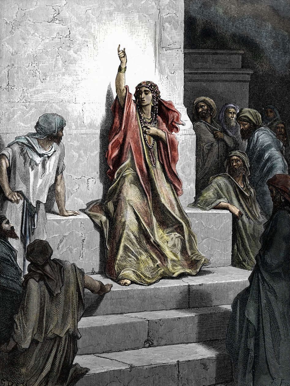 A Profetisa Débora (Profetisa Débora) Gravura da "Bíblia" ilustrada por Gustave Dore (1832 - 1883) 1865 Colecção privada de Gustave Dore