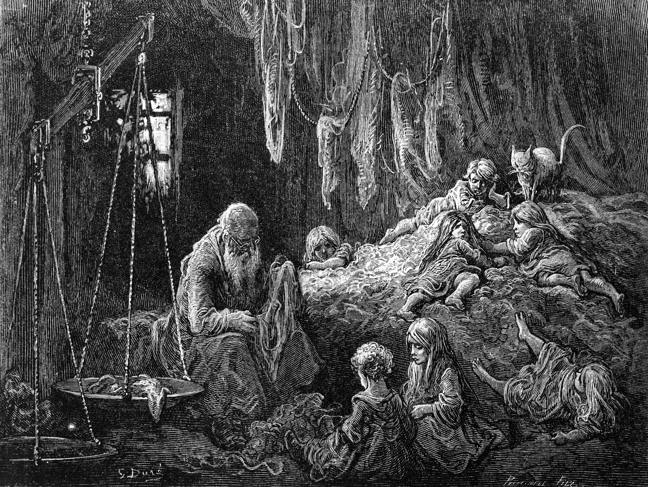 Casa do Mercador de Falhas - Coulston Street - Whitechapel, de &39;London: A peregrinação&39; de Blanchard Jerrold, publicada em 1872 de Gustave Dore