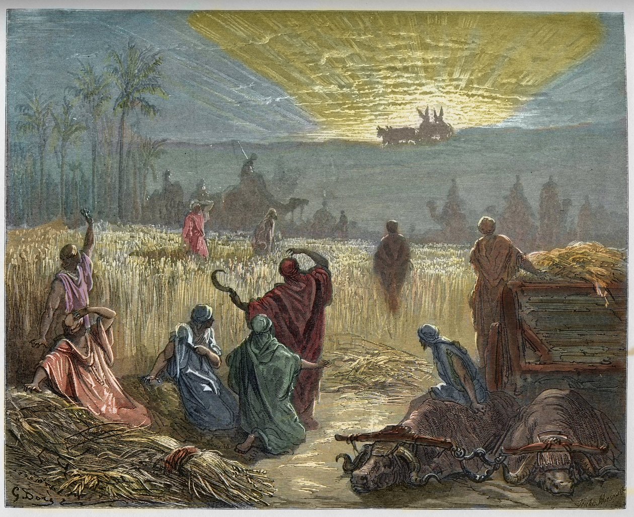 A Volta da Arca da Aliança - A volta da Arca da Aliança a Beth Shemesh - Antigo Testamento - - Gravura em "A Ilustração Bíblica" de Gustave Dore (1832-1883) - Gravura de "A Bíblia Dore de Gustave Dore