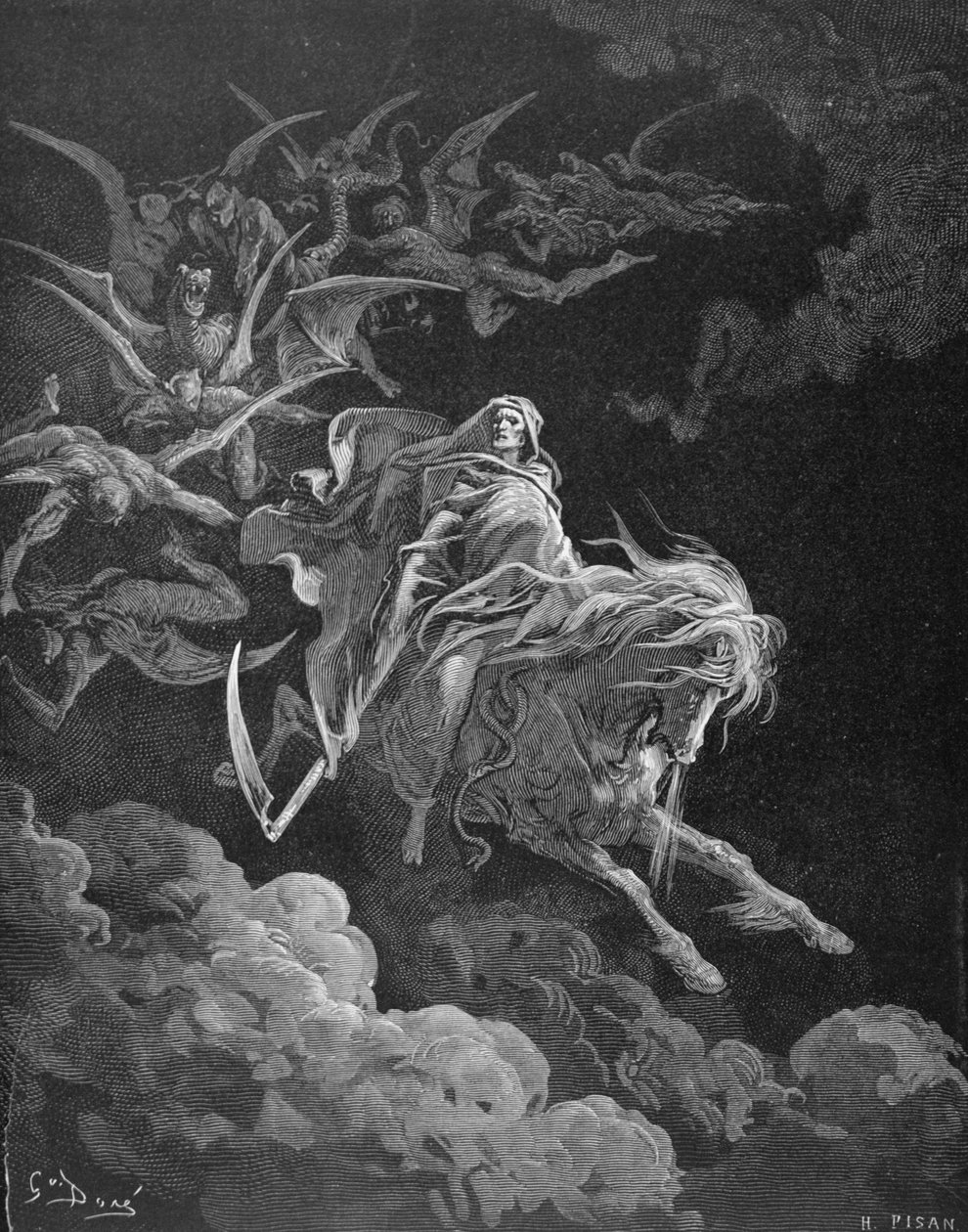 A Visão da Morte, gravada por Heliodore Joseph Pisan (1822-90) c.1868 de Gustave Dore