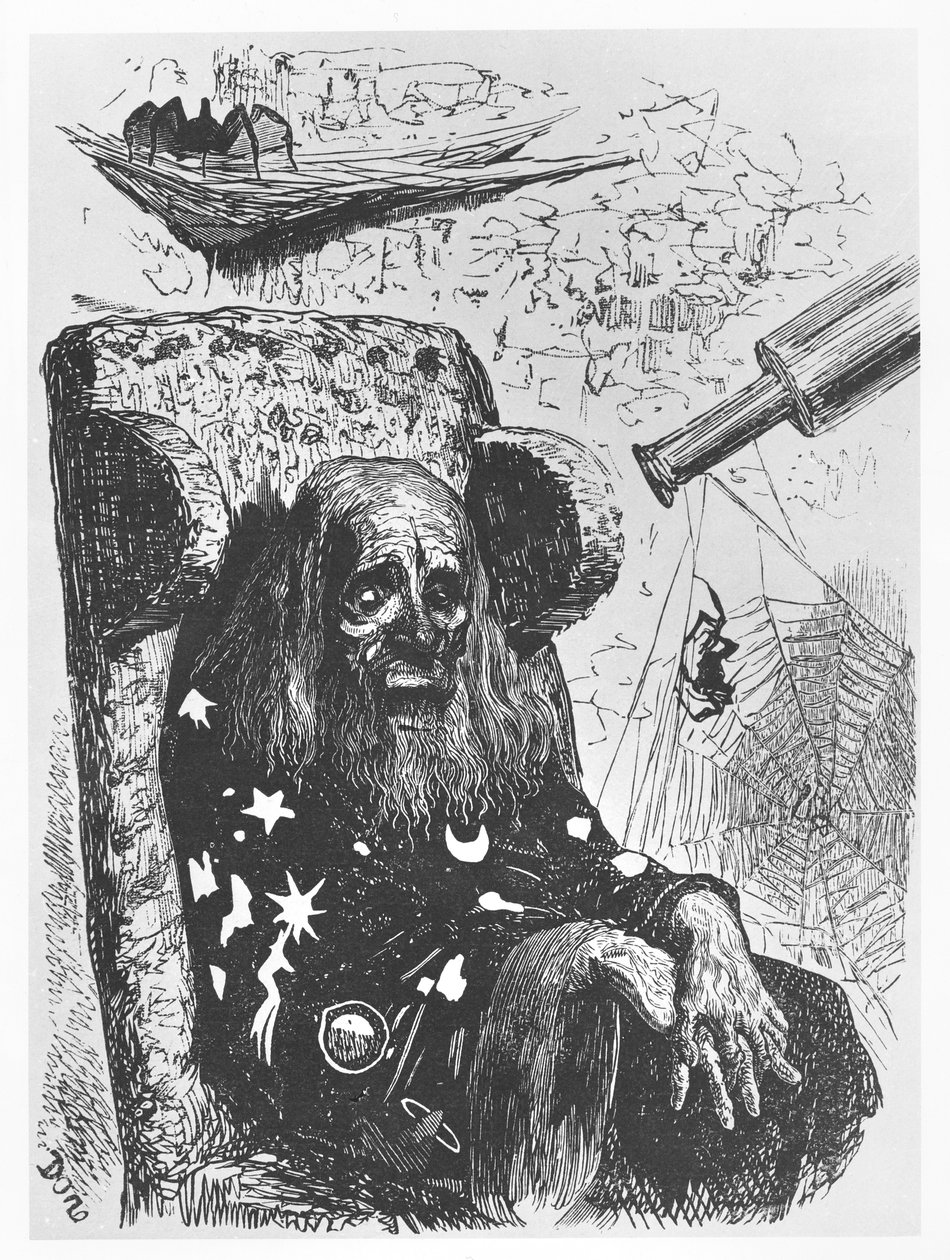 O astrólogo Herr Trippa, ilustração de Gargantua e Pantagruel, de François Rabelais de Gustave Dore