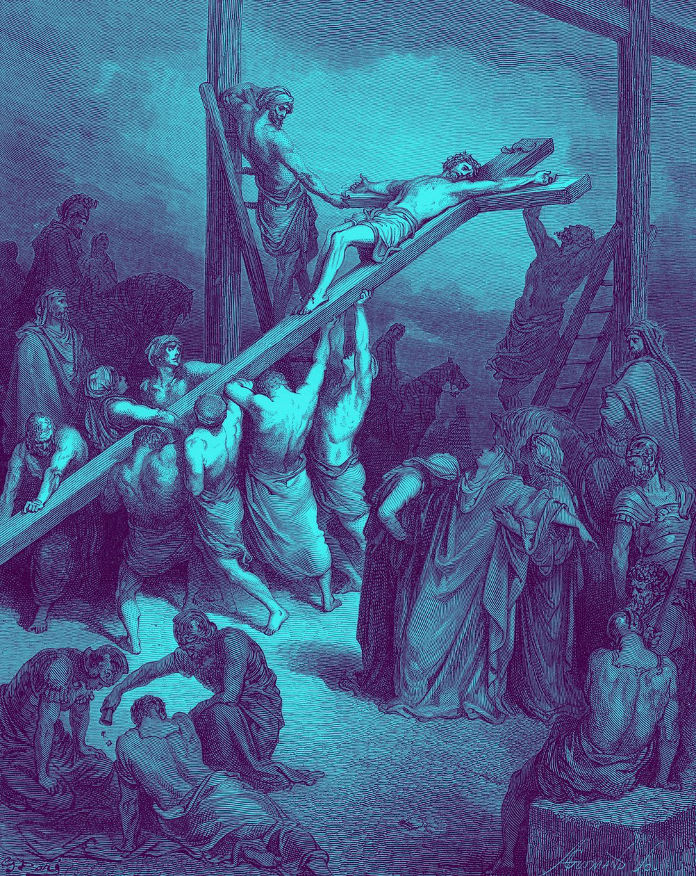 A erecção da cruz - Bíblia de Gustave Dore