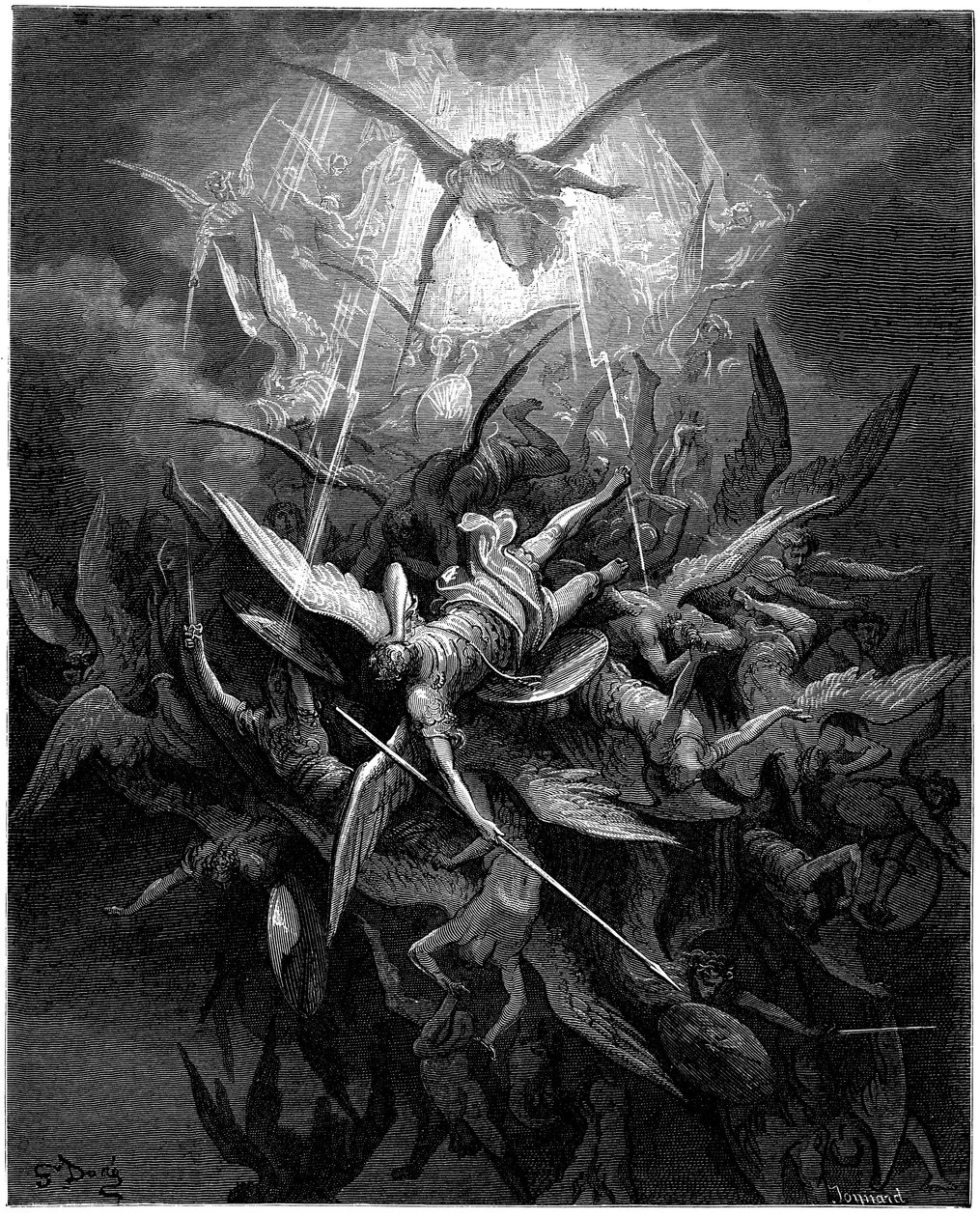 A queda dos anjos (os anjos dechus) Ilustração de Gustave Dore para "Paraíso Perdido" de John Milton (1608-1674). Gravura de 1866. Coleção particular de Gustave Dore