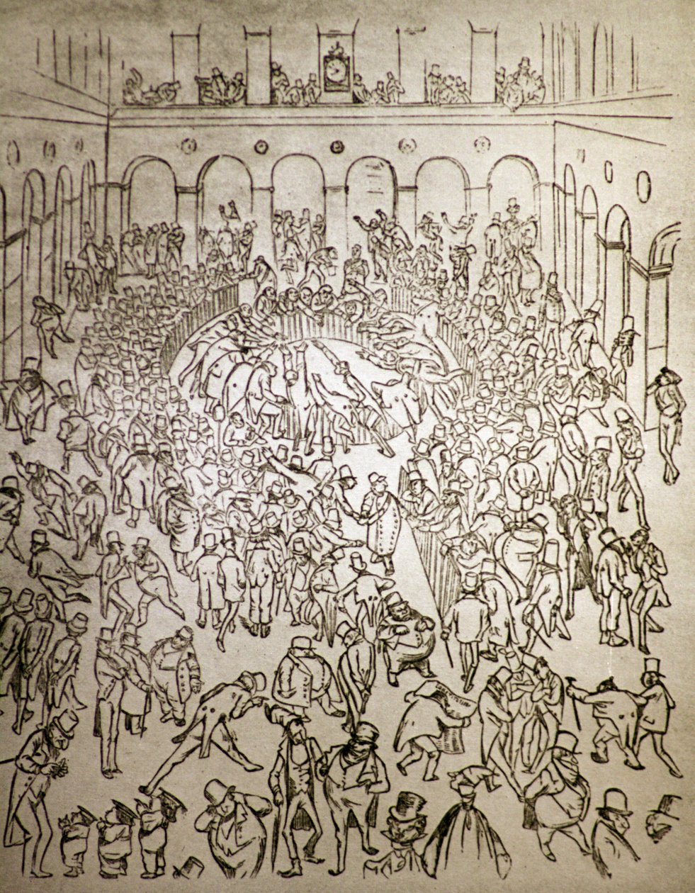 O mundo capitalista frenético na Bolsa de Paris, por Gustave Dore de Gustave Dore