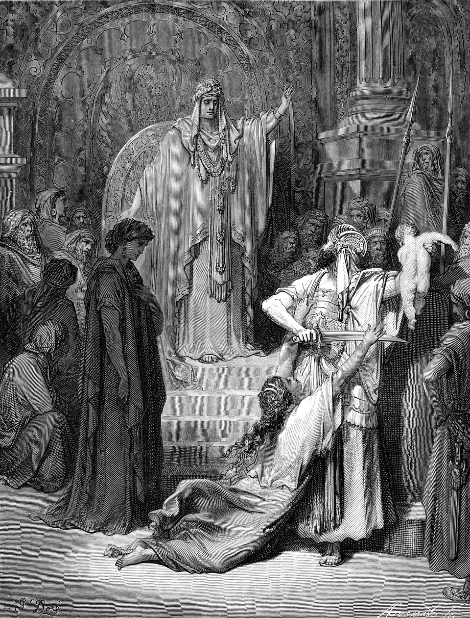 O julgamento de Salomão - Bíblia de Gustave Dore