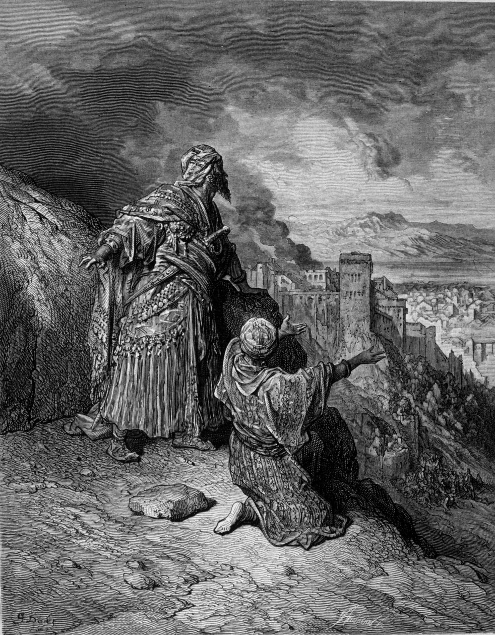O último dos reis mouros deixa Granada - gravura de Gustave Doré de Gustave Dore