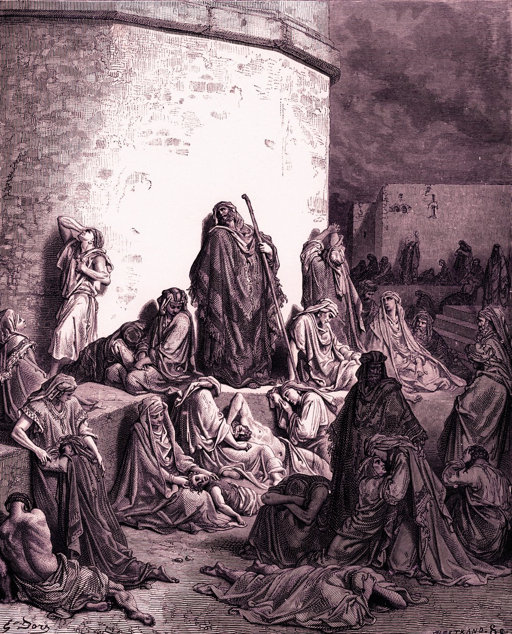 O povo chora por Jerusalém, por Doré - Bíblia de Gustave Dore