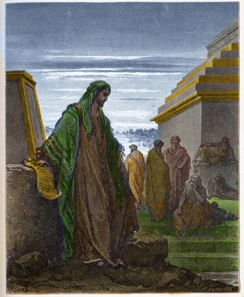 O profeta Daniel - - Gravura em "The Bible illustree" de Gustave Dore (1832-1883) - Gravura em "The Dore Bible" (1832-1883) de Gustave Dore