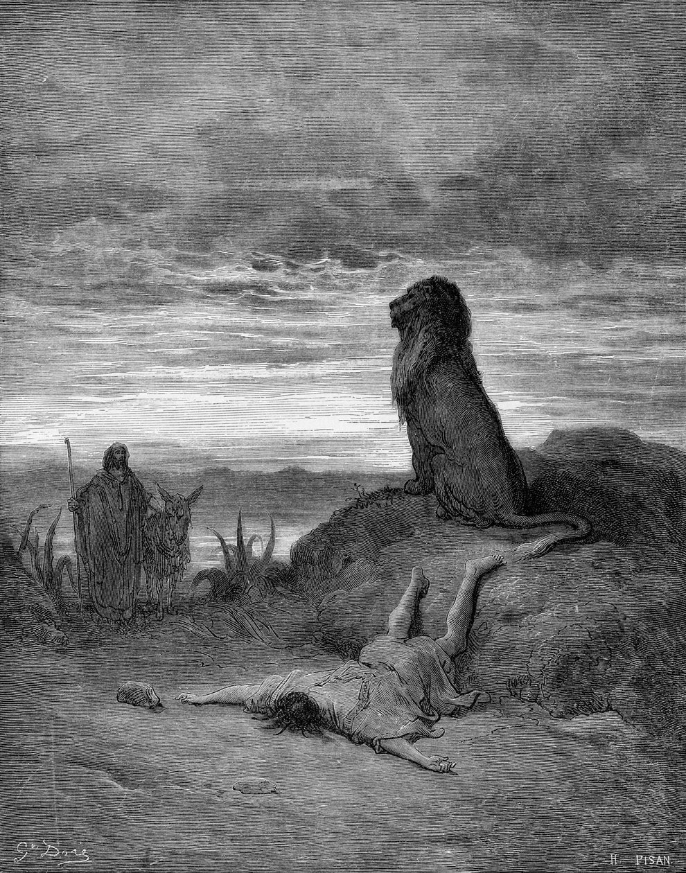 O profeta morto por um leão de Gustave Dore