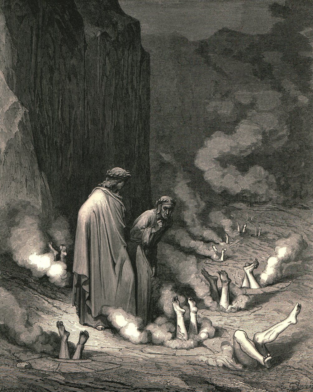 Ali estava eu, como o frade, que mata um desgraçado por assassinato, c1890. de Gustave Dore