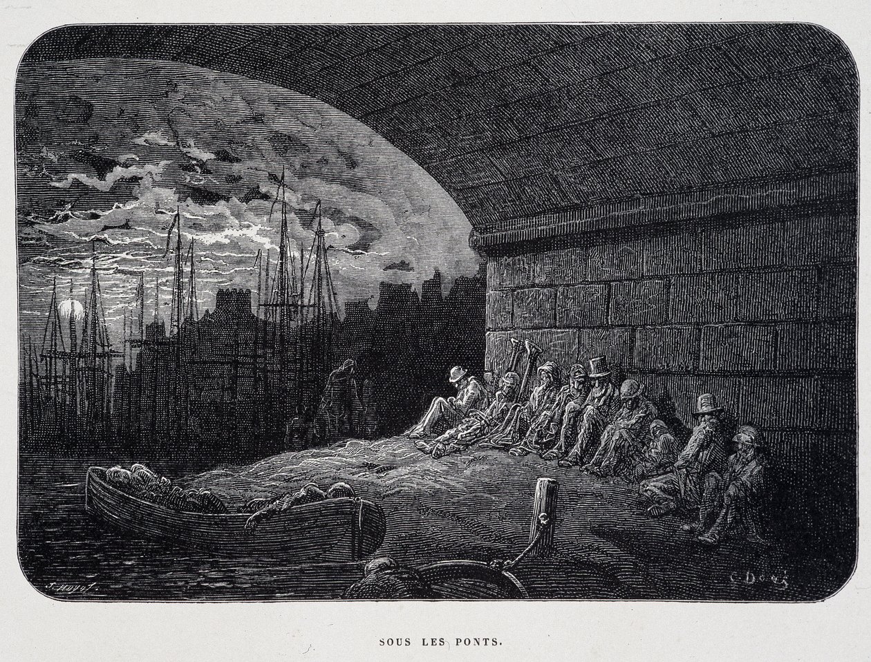 Vagabundo Sob Pontes - em "Londres" de Gustave Doré de Gustave Dore