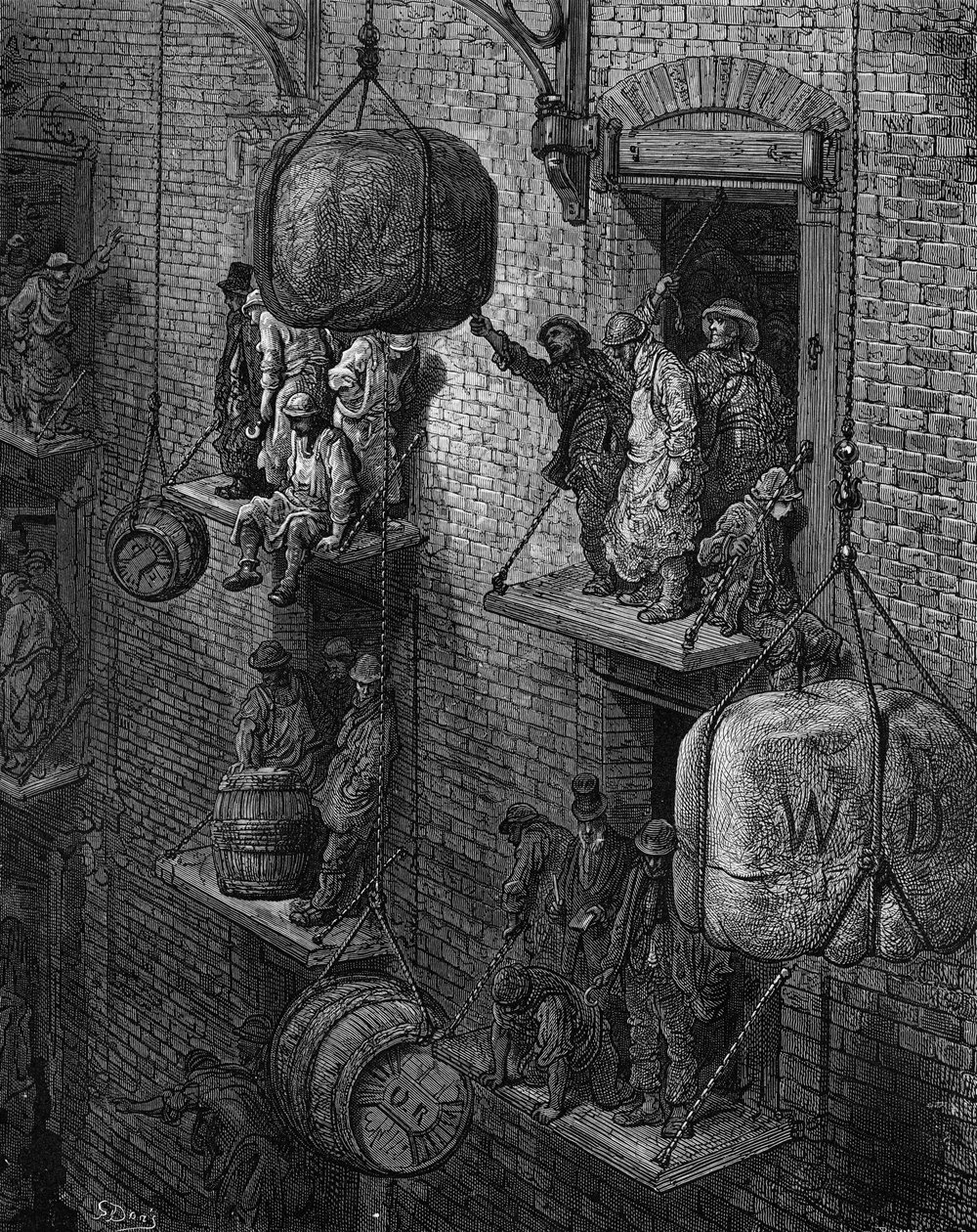 Armazém vitoriano em Londres de Gustave Dore