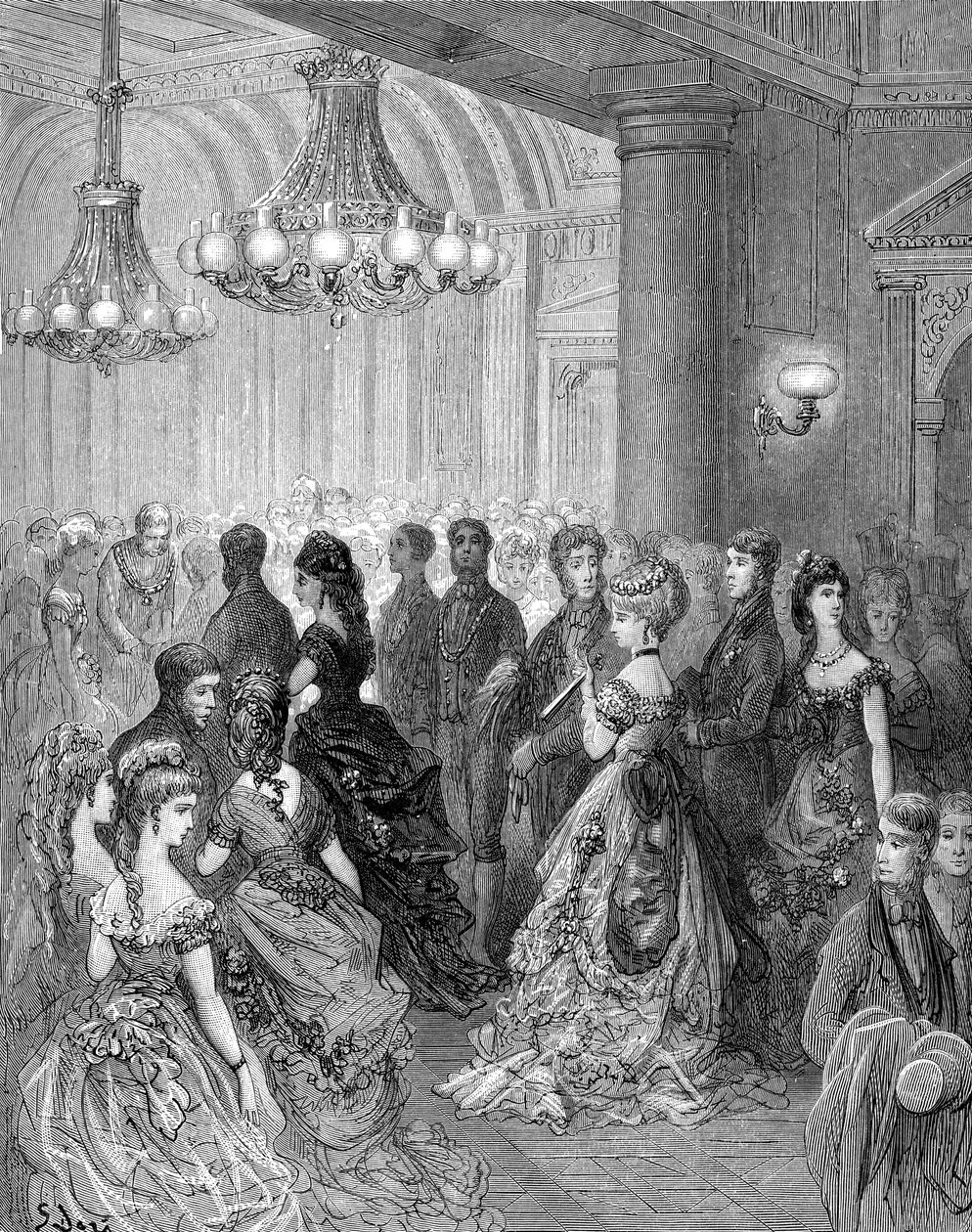 Baile vitoriano na Mansion House, Londres, gravura de Gustave Doré de Gustave Dore