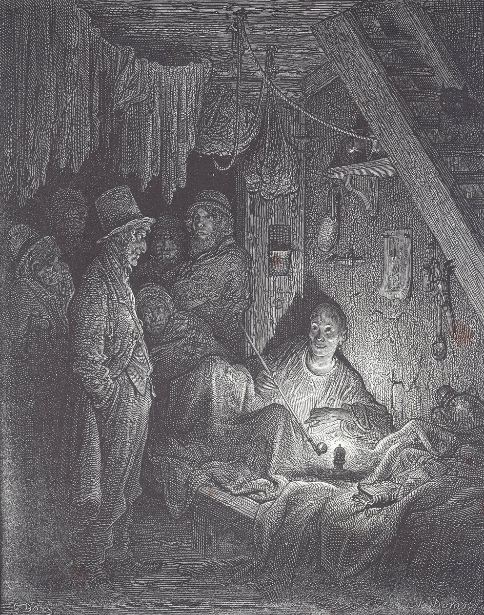 Covil vitoriano para fumadores de ópio em Londres de Gustave Dore