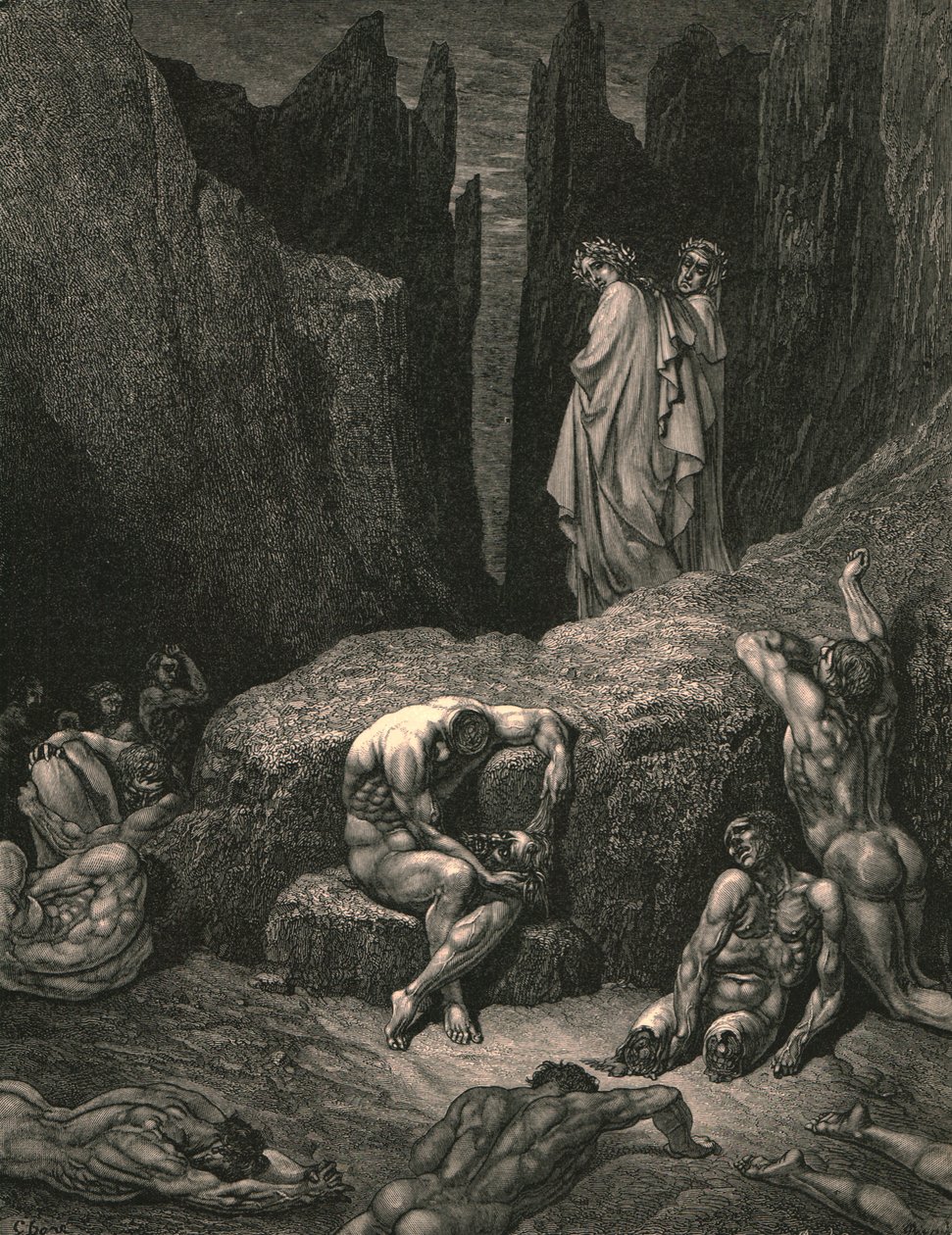 Portanto, ainda assim, aperta a tua vista entre as sombras sombrias e miseráveis, c1890. de Gustave Dore