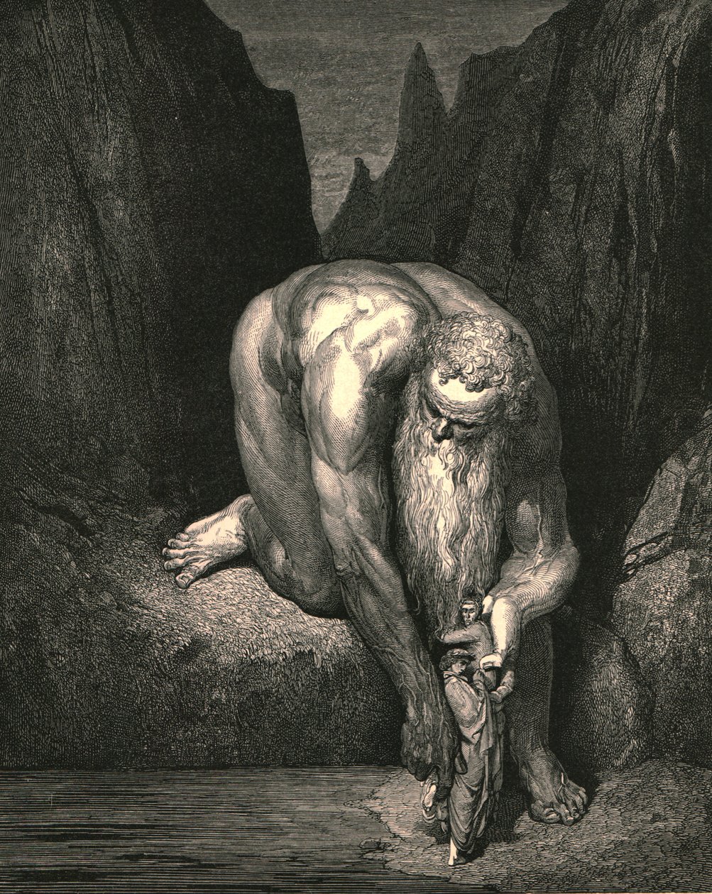 No entanto, no abismo, que Lúcifer com Judas baixos ingênuos, ele nos colocou levemente, c1890. de Gustave Dore
