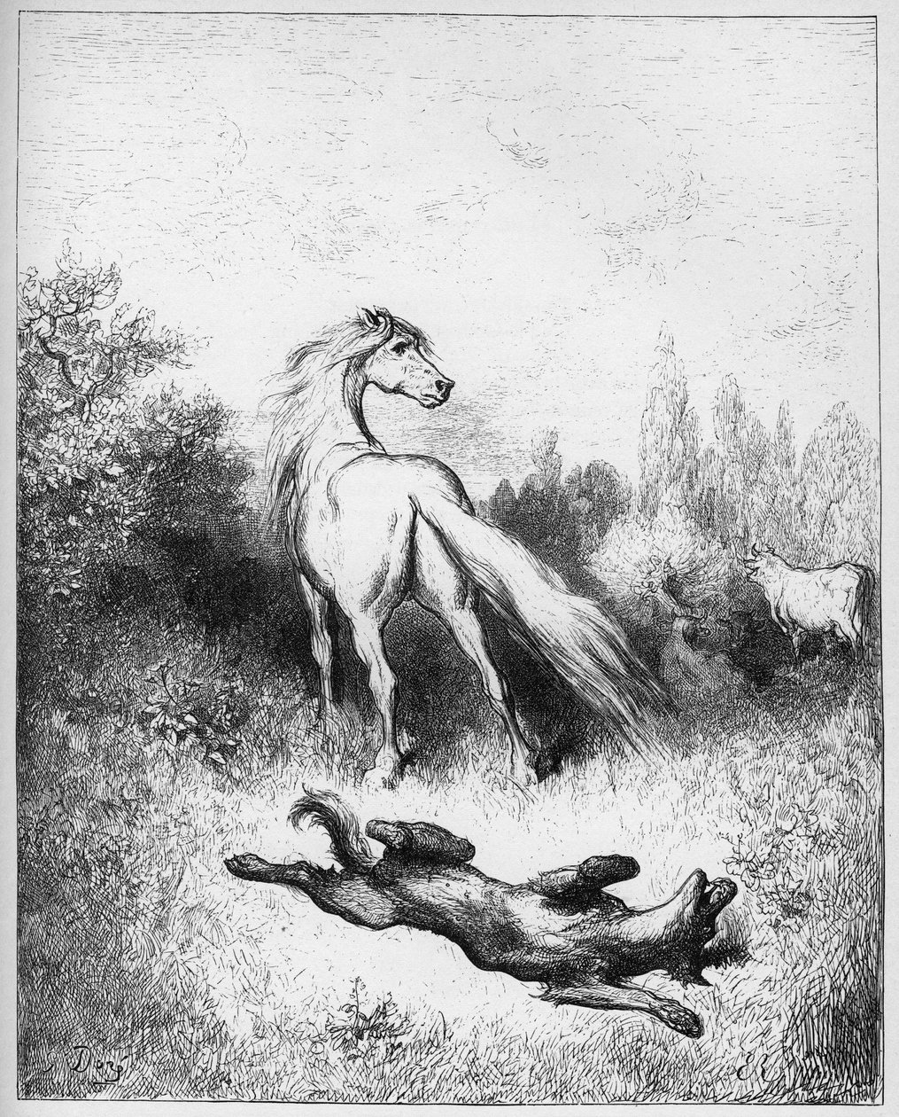 o cavalo e o lobo - O Cavalo e o Lobo - de "Fábulas" de Jean de La Fontaine de Gustave Dore