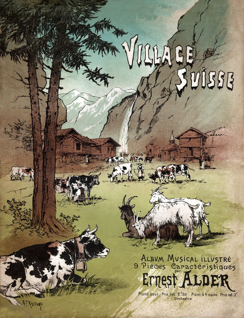 Fazenda na Suíça. (Gravura, ca. 1910) de Gustave Fraipont