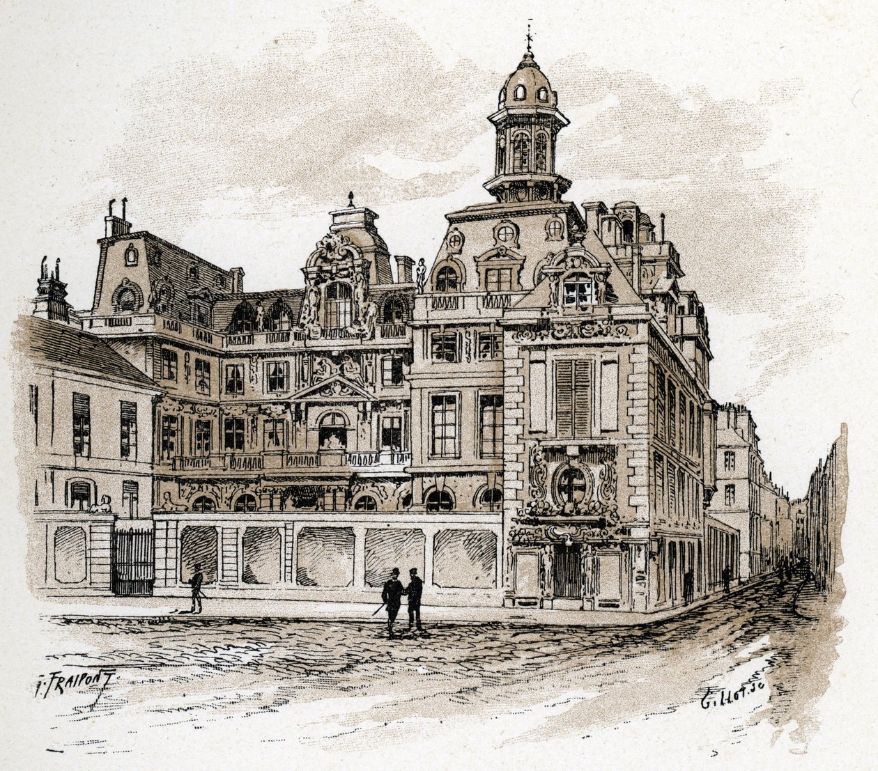 Vista do Hotel de la Valletta no Quai des Celestins, Paris (Vista do Hotel Valette no quai des Celestins, Paris) Desenho de Gustave Fraipont (1849-1923) desenhos de Saint-Juirs "La seine a travers Paris" de Gustave Fraipont