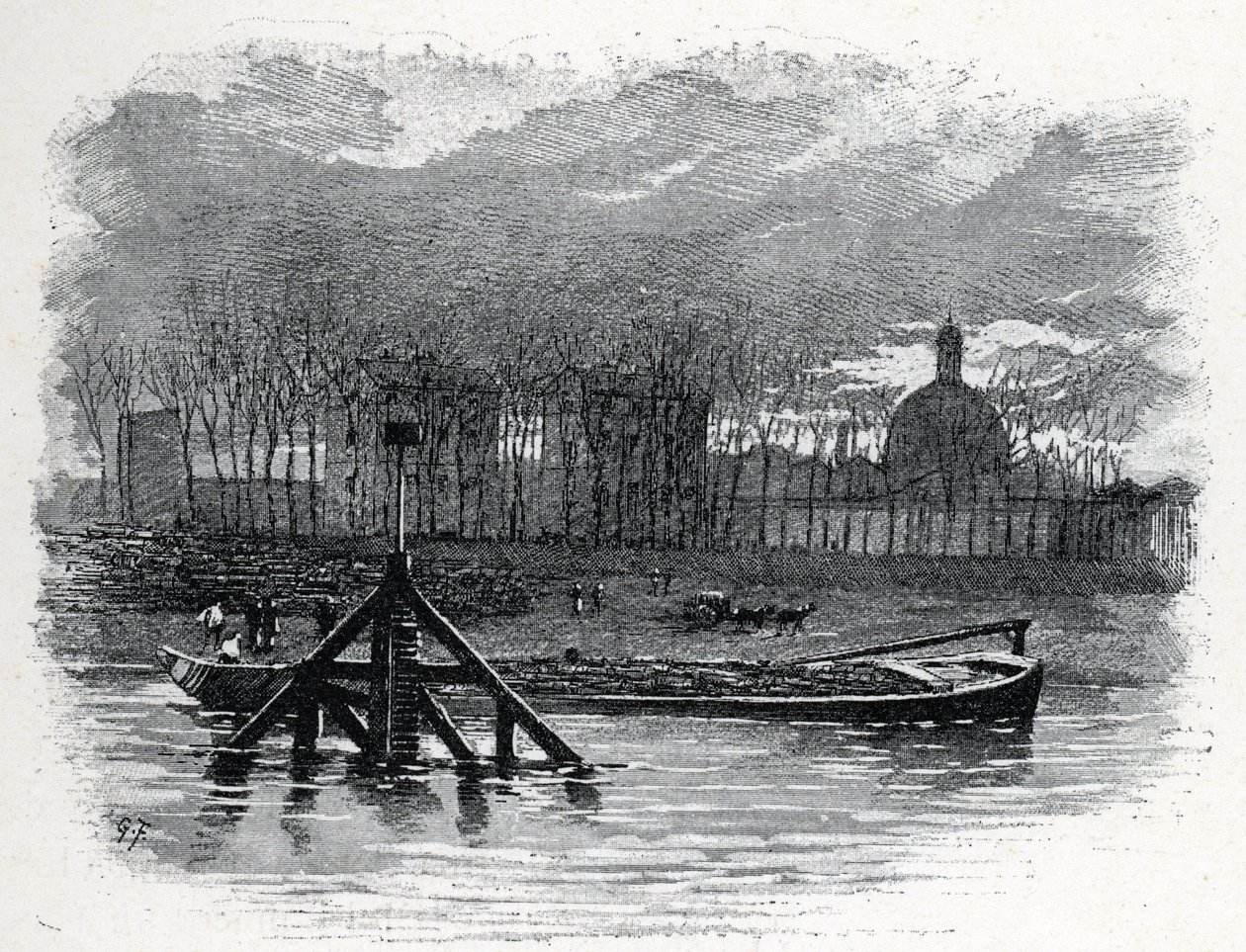 Vista da grua de água de quai d