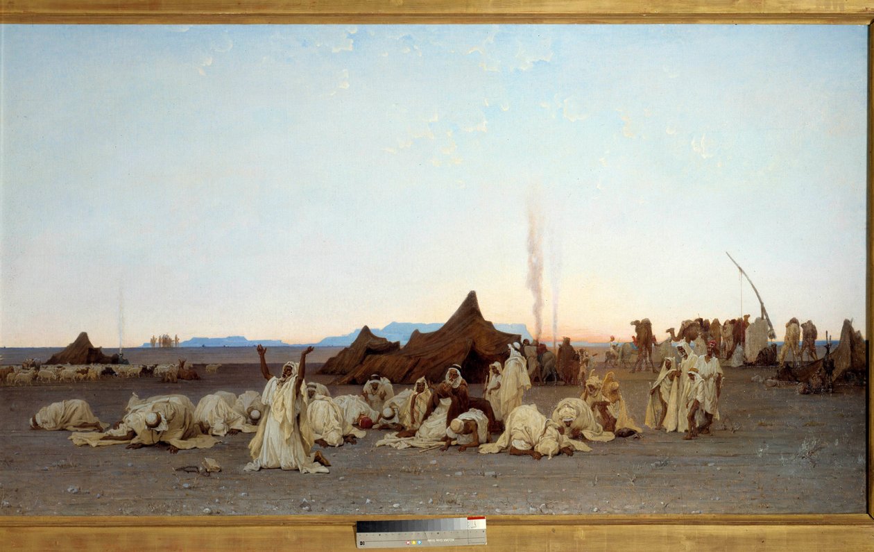 Oração da noite no Pormenor do Deserto do Saara. Pintura de Gustave Achille Guillaumet (1840-1887) 1863 Sol. 1,3x2,8 m. Paris, musee d