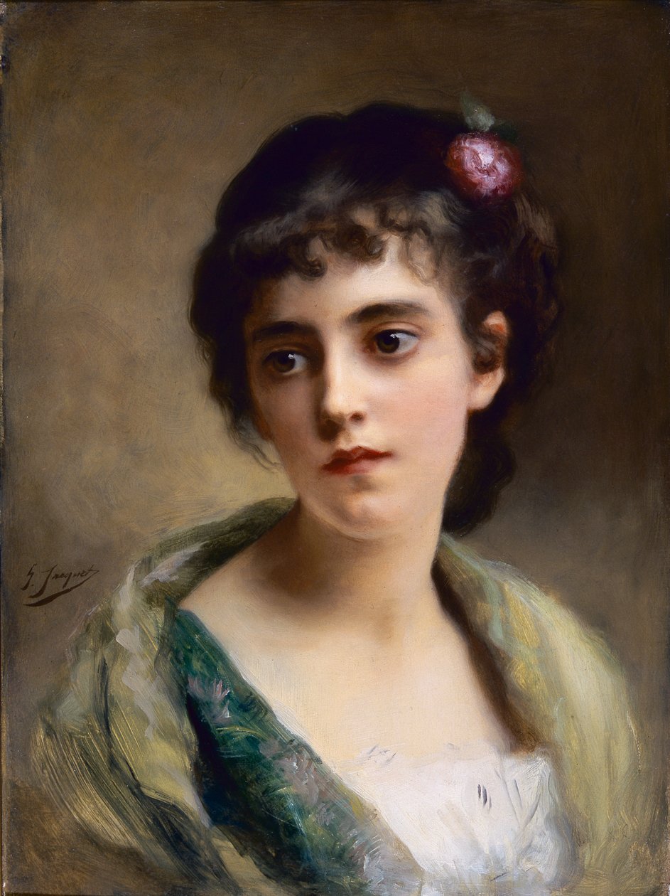 Cabeça de rapariga (óleo sobre painel) de Gustave Jacquet