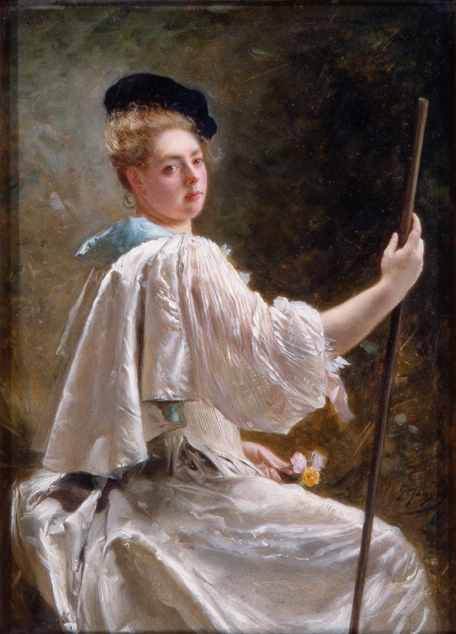 Senhora com um cajado, c.1895 (óleo sobre tela) de Gustave Jacquet