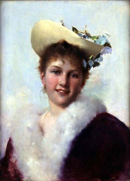 O Bonete da Páscoa (óleo sobre painel) de Gustave Jacquet