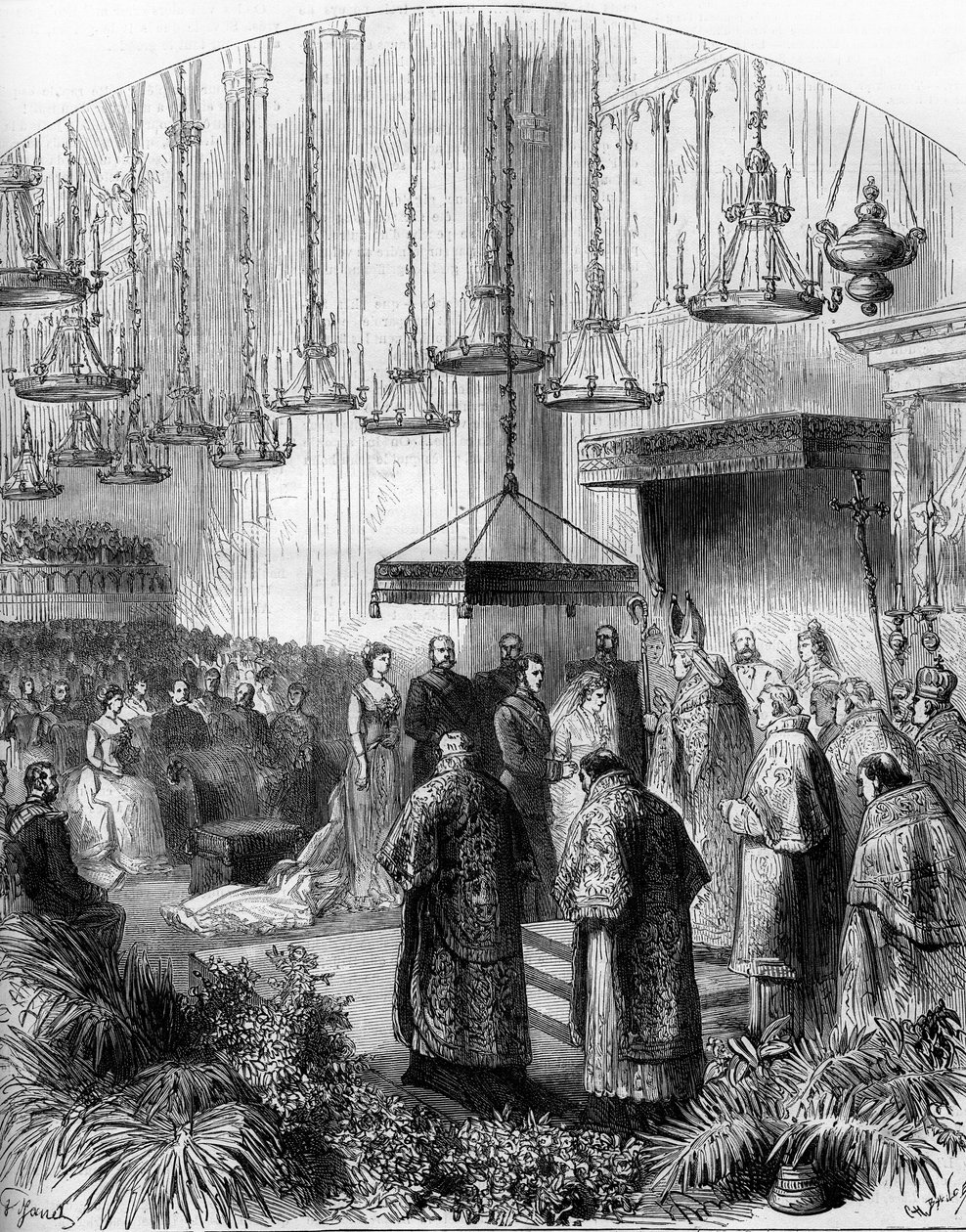 Casamento da Princesa Stephanie da Bélgica (1864-1945) e do Arquiduque Rodolphe da Áustria (1858-1889) na Basílica dos Agostinhos em Viena de Gustave Janet