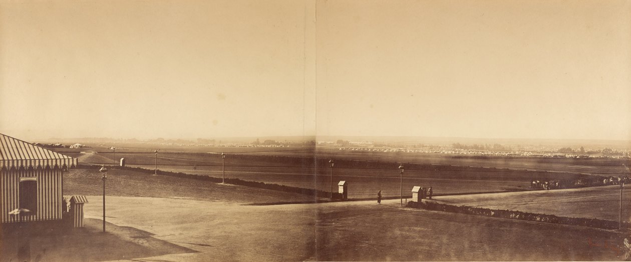 Panorama do Campo de Châlons (seis fotografias em três quadros) de Gustave Le Gray