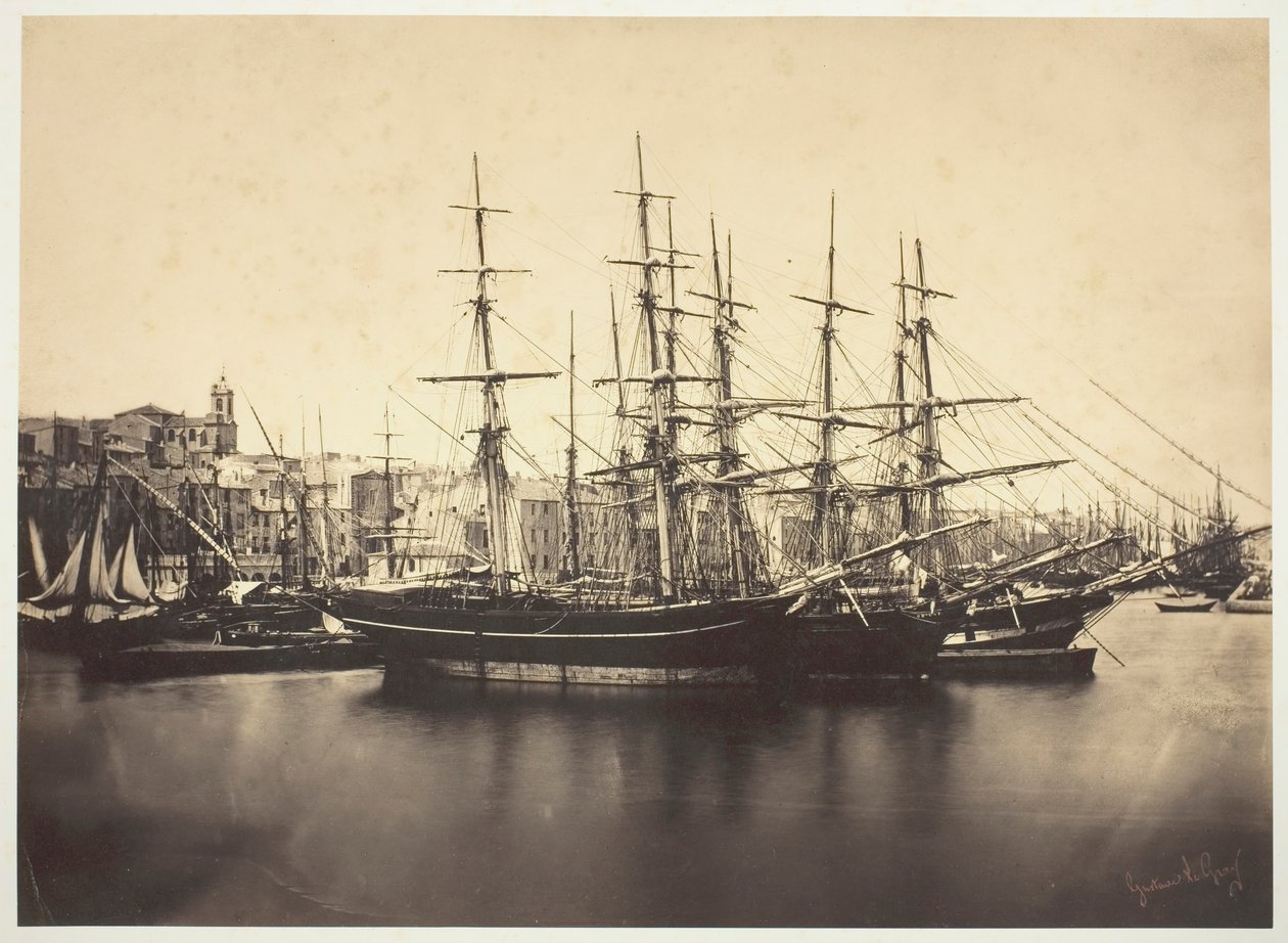 Navios no porto de Sète, 1857. de Gustave Le Gray