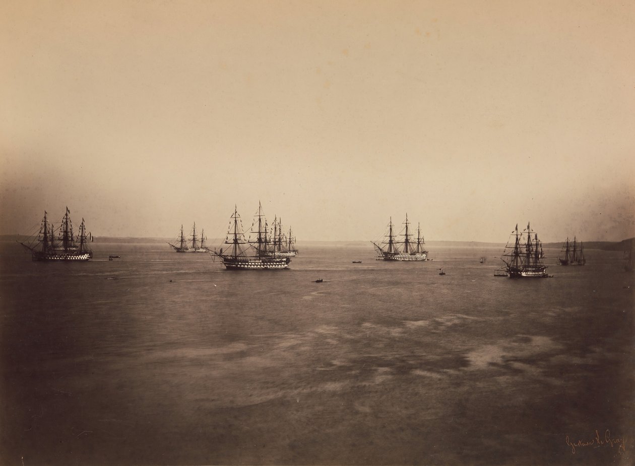 As frotas francesa e inglesa, Cherbourg, agosto de 1858. de Gustave Le Gray