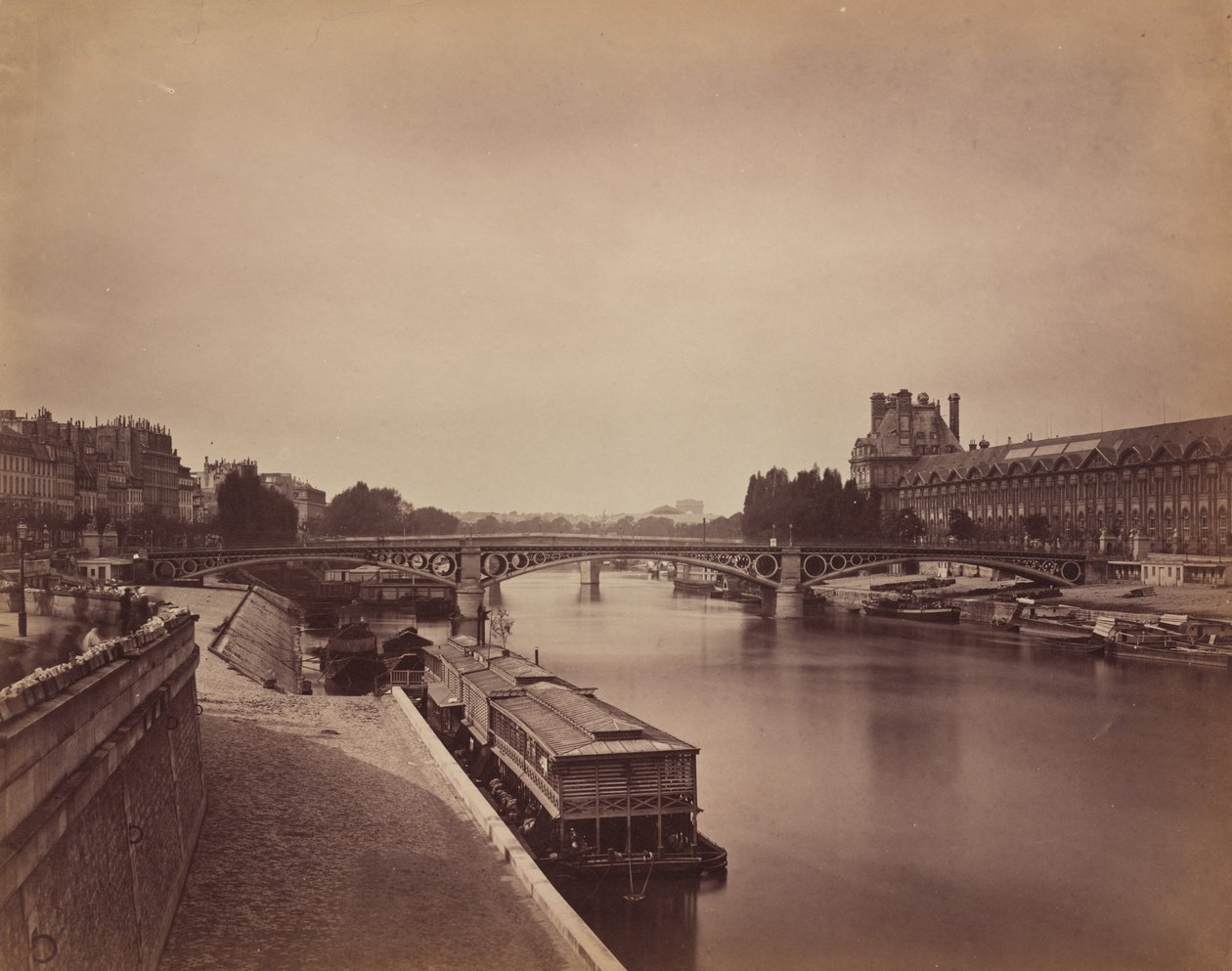 A Pont du Carrousel, Paris: vista para o oeste da Pont des Arts de Gustave Le Gray