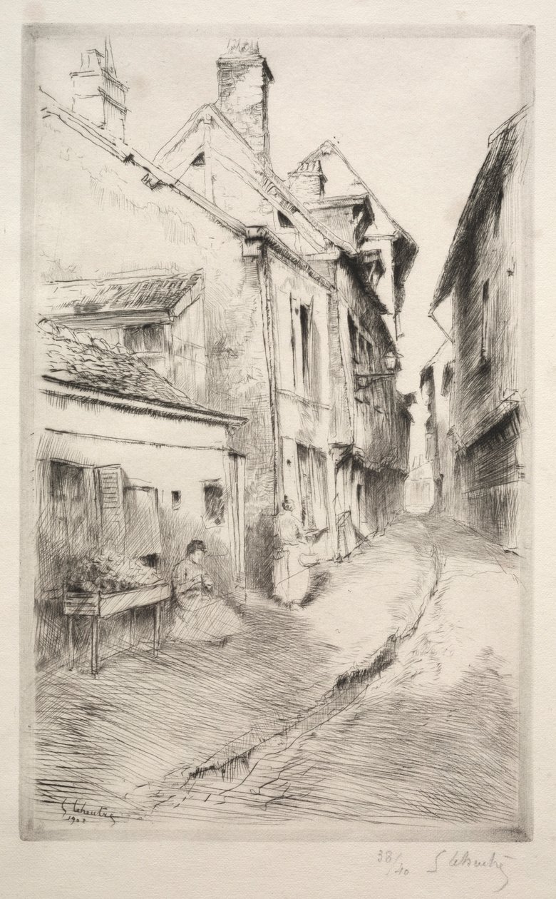 A rue de lecole em Troyes, 1902. de Gustave Leheutre