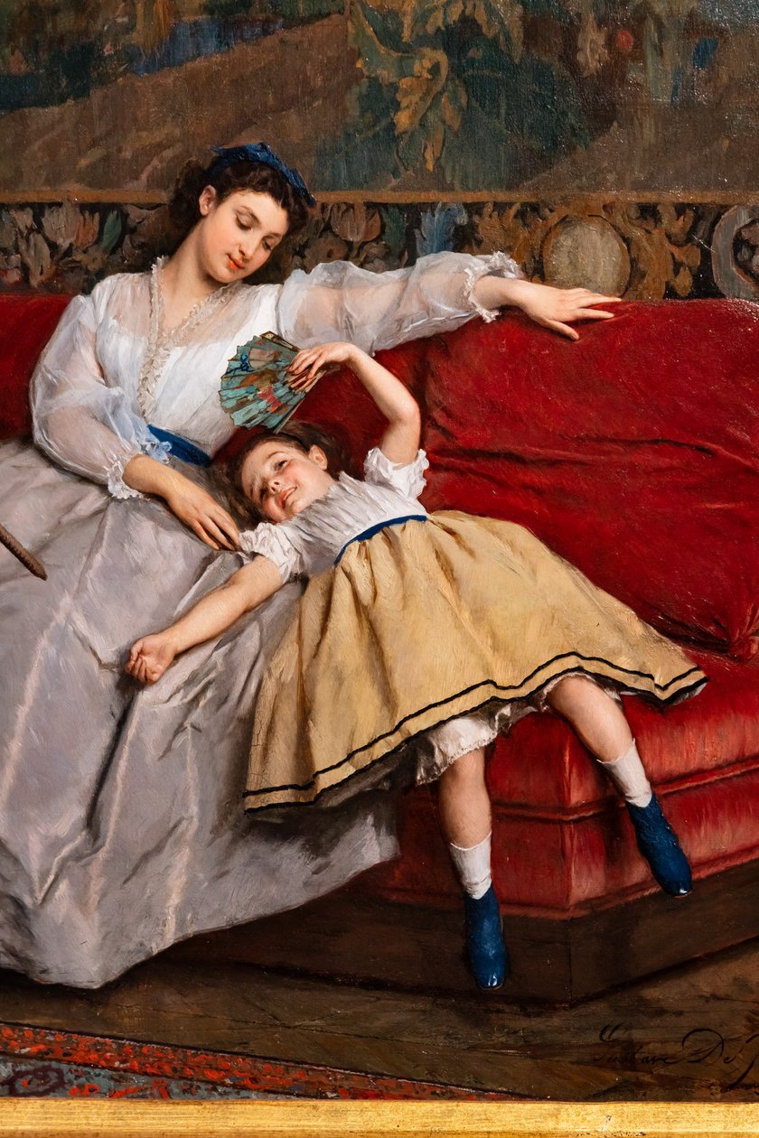 Alegrias da maternidade, detalhe de Gustave Léonard de Jonghe