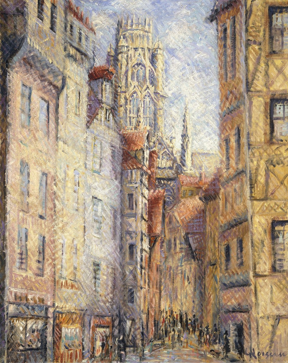Rouen, uma rua da igreja; Ruão, rue avec L "Eglise, c.1920 de Gustave Loiseau