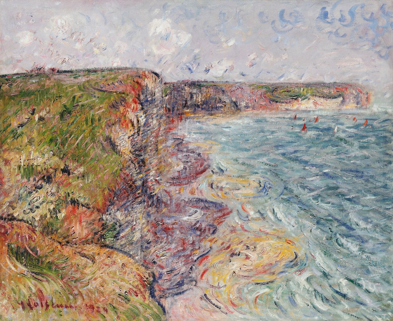 Veleiros perto dos penhascos, Yport; Veleiros em Cliffs, Yport, 1924 de Gustave Loiseau