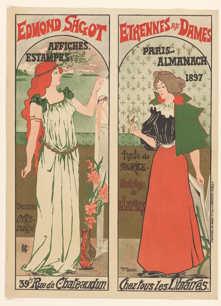 Affiche van Edmond Sagot
Edmond Sagot etrennes aux dames (título sobre o objecto) de Gustave Marie