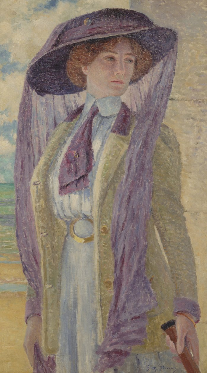 Mulher com um chapéu roxo de Gustave Max Stevens