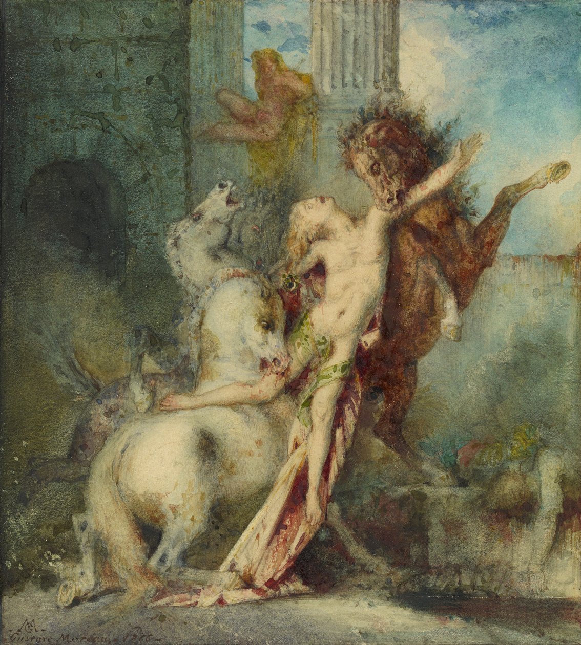 Diomedes devorado por cavalos de Gustave Moreau