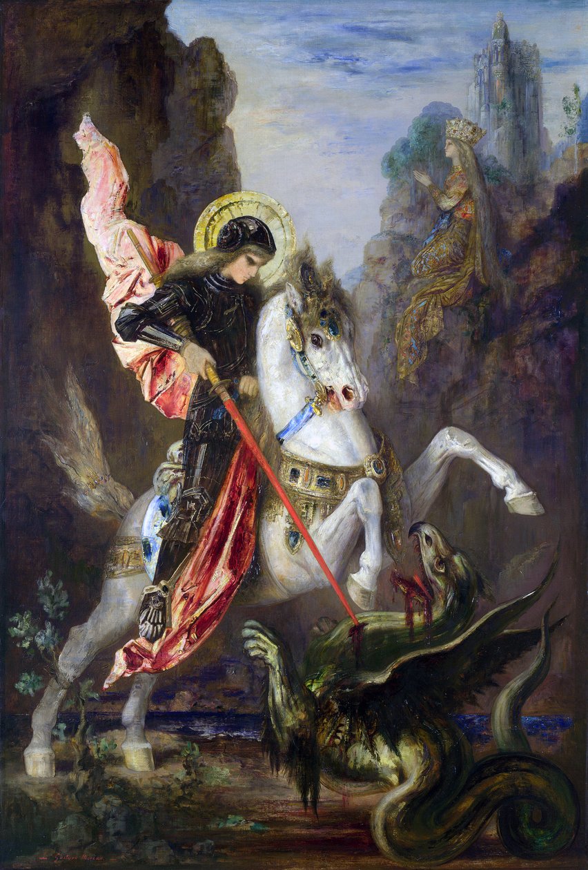 Francês:  Saint-Georges et le dragon São Jorge e o Dragão de Gustave Moreau