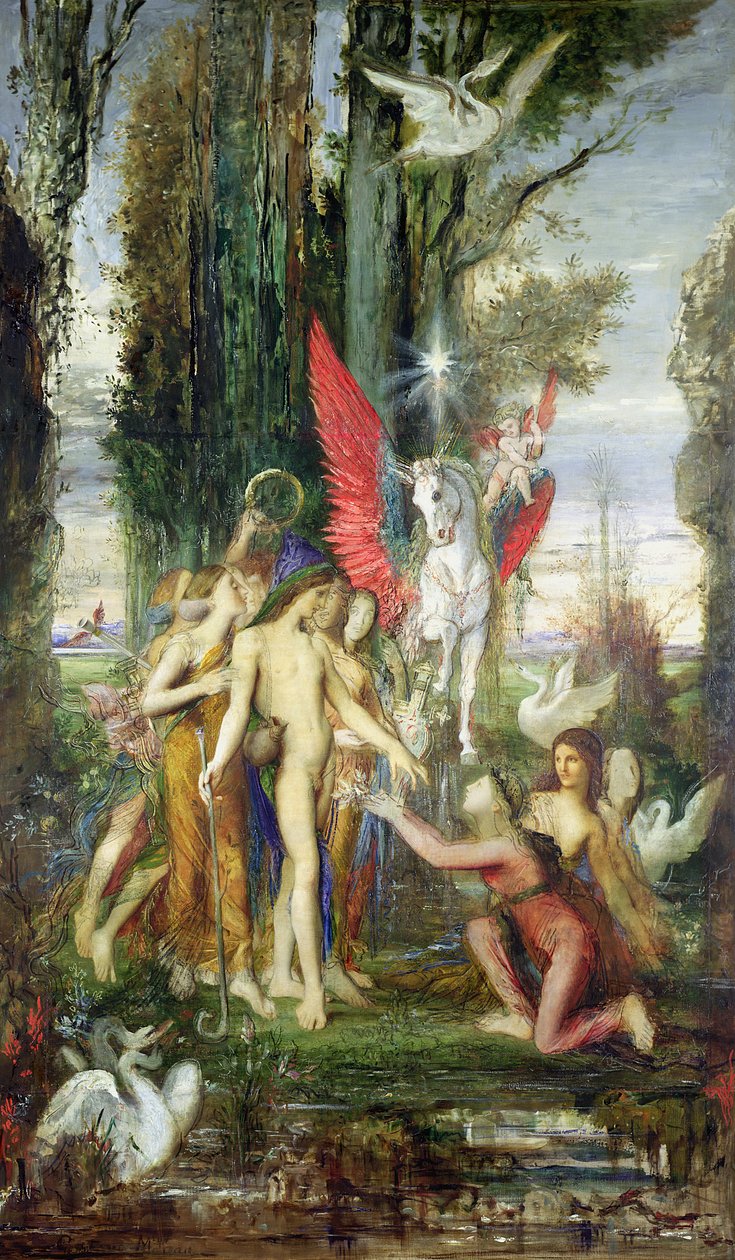 Hesíodo (c.700 aC) e as Musas de Gustave Moreau