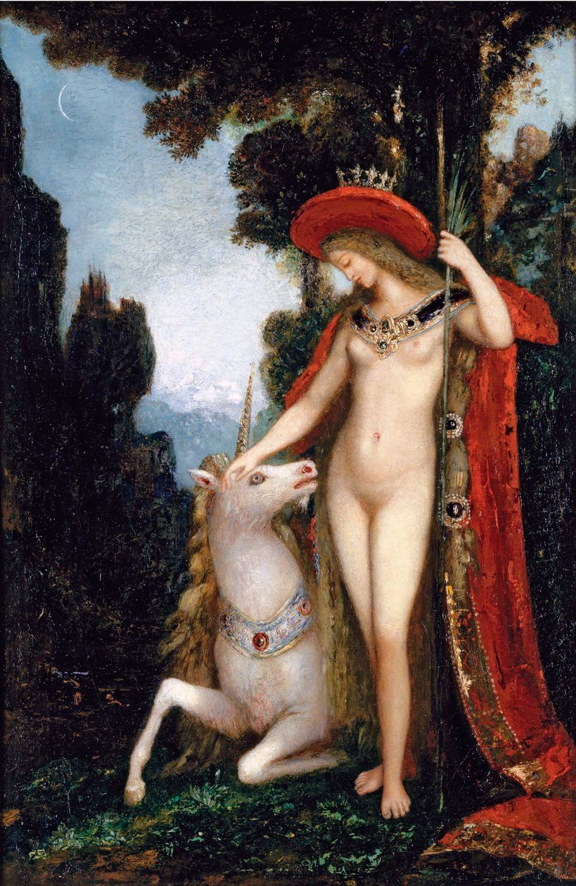 ""O unicórnio"" Pintura de Gustave Moreau (1826-1898) 1885 Dim 50x34 cm Coleção particular de Gustave Moreau
