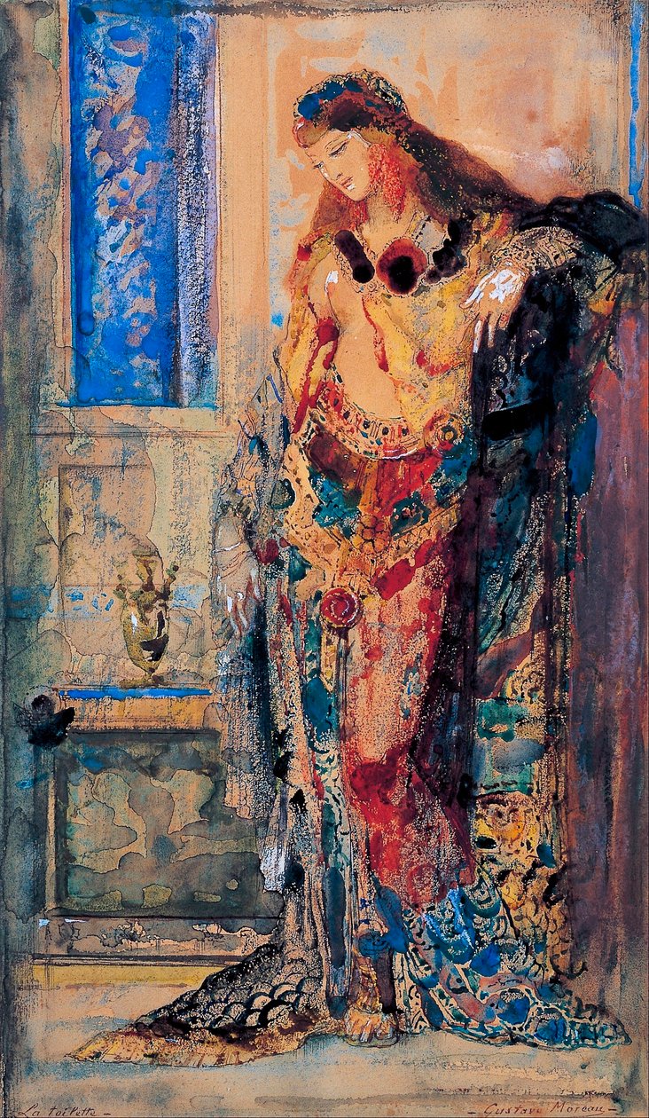 "La toilette" Orientalism, jovem mulher de negligência - Pintura de Gustave Moreau (1826-1898) 1885-1890 Bridgestone Museu de Arte de Tóquio, Japão de Gustave Moreau
